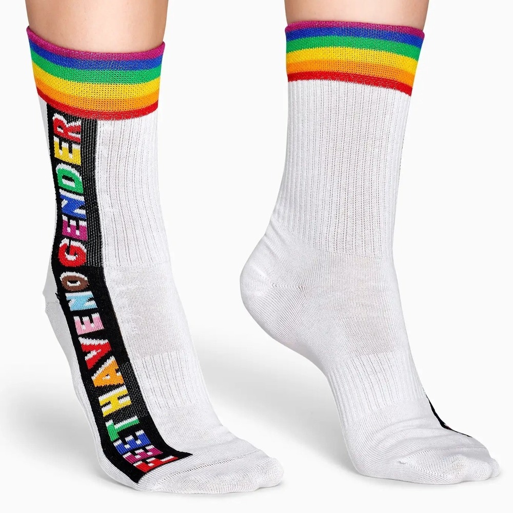 Happy Socks x The Phluid Project Feet Have No Gender Rainbow Crew Socks M-L NEW